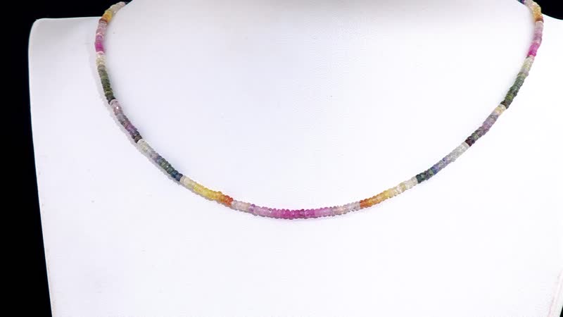 Multi Sapphire 40.00 ctw Necklace in Rhodium Over Sterling Silver 18 Inches
