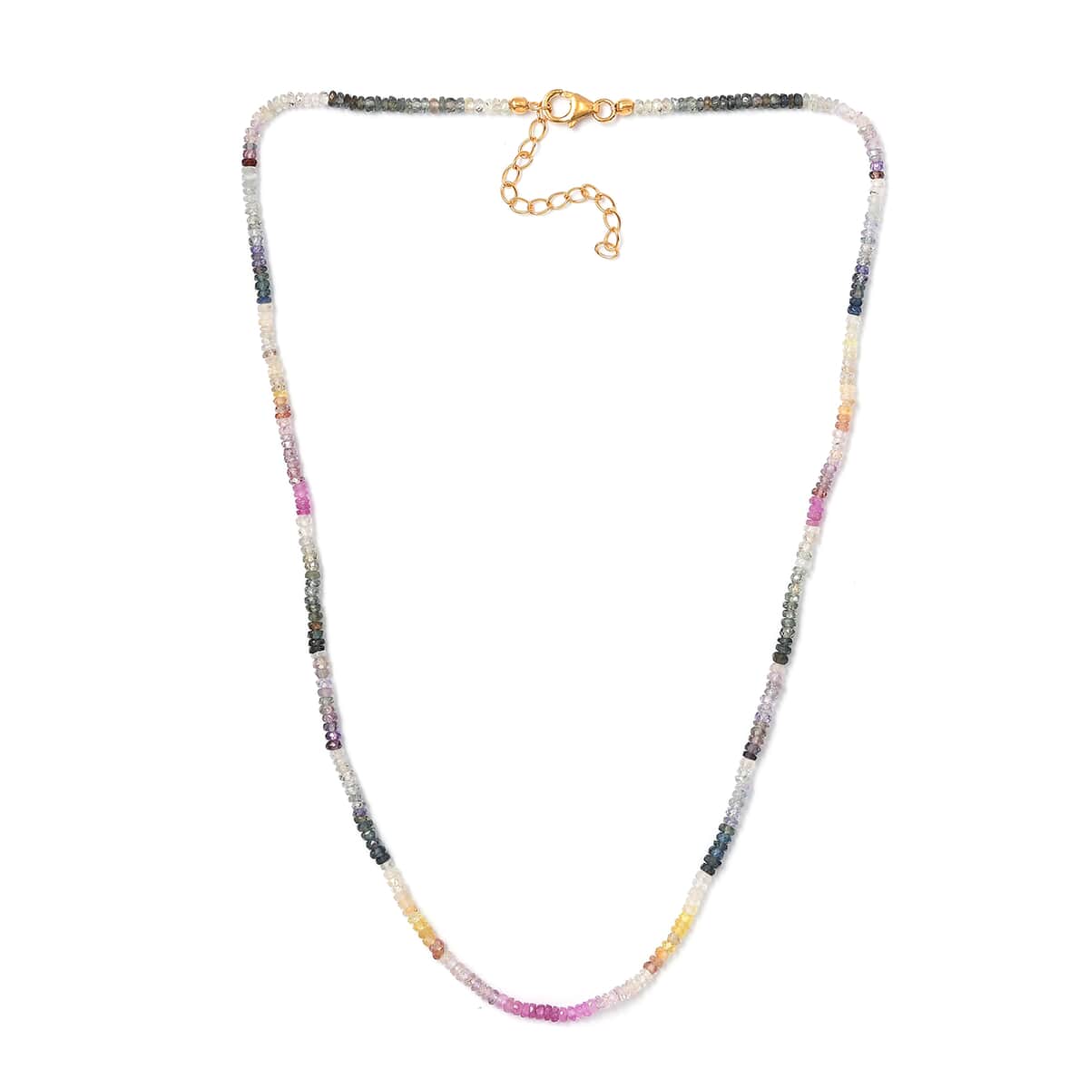 Multi Sapphire 40.00 ctw Necklace in Rhodium Over Sterling Silver 18 Inches image number 3