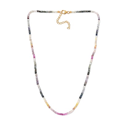 Multi Sapphire 40.00 ctw Necklace in Rhodium Over Sterling Silver 18 Inches