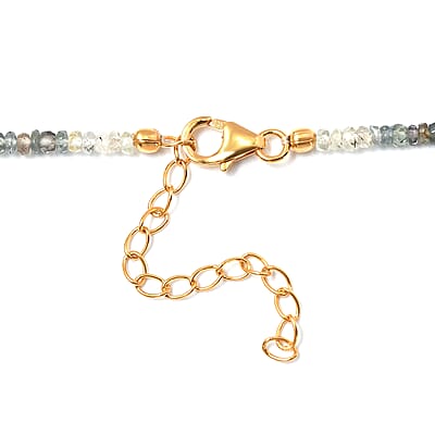 Multi Sapphire 40.00 ctw Necklace in Rhodium Over Sterling Silver 18 Inches