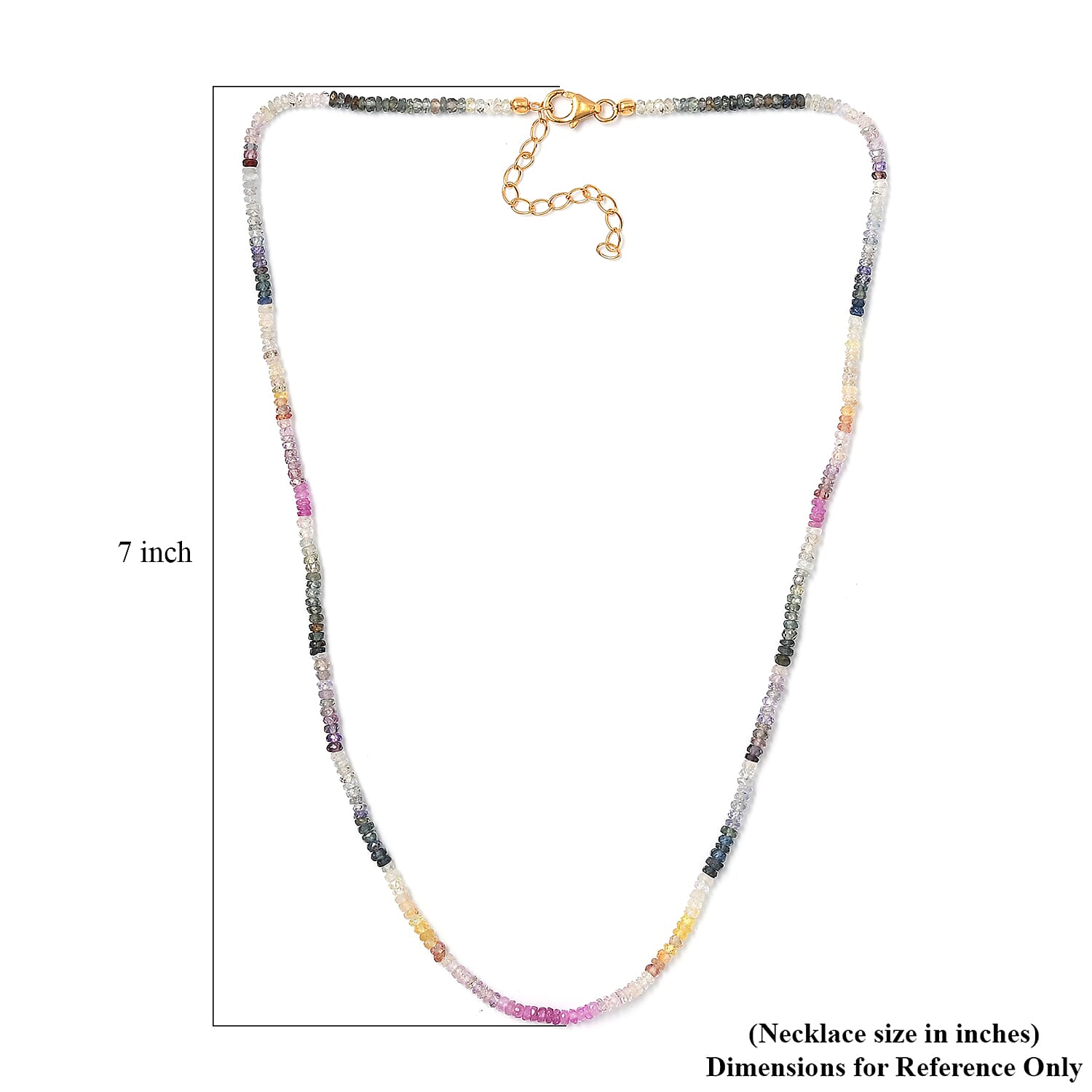 Multi Sapphire 40.00 ctw Necklace in Rhodium Over Sterling Silver 18 Inches