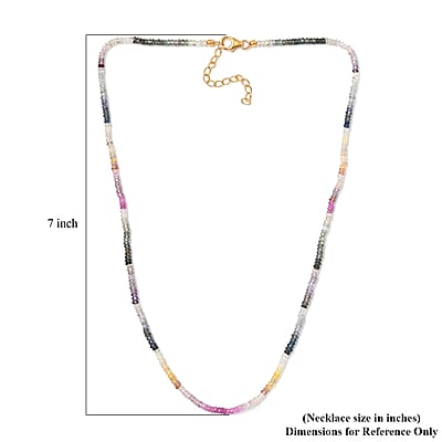 Multi Sapphire 40.00 ctw Necklace in Rhodium Over Sterling Silver 18 Inches