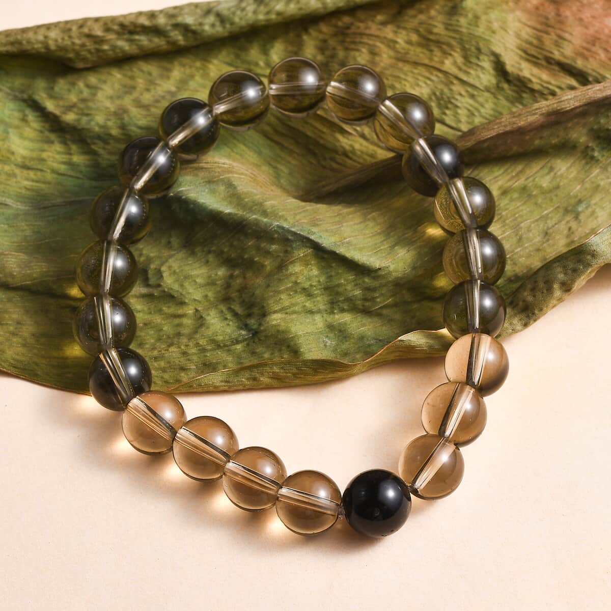 Brazilian Smoky Quartz 135.00 ctw Beaded Stretch Bracelet image number 1