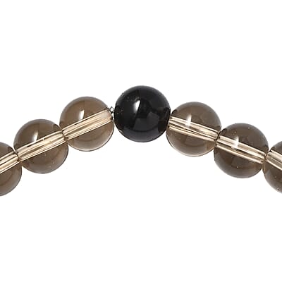 Brazilian Smoky Quartz 135.00 ctw Beaded Stretch Bracelet