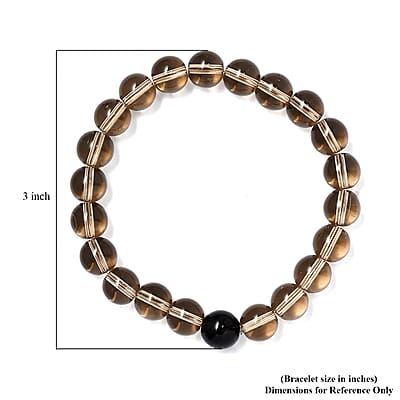 Brazilian Smoky Quartz 135.00 ctw Beaded Stretch Bracelet