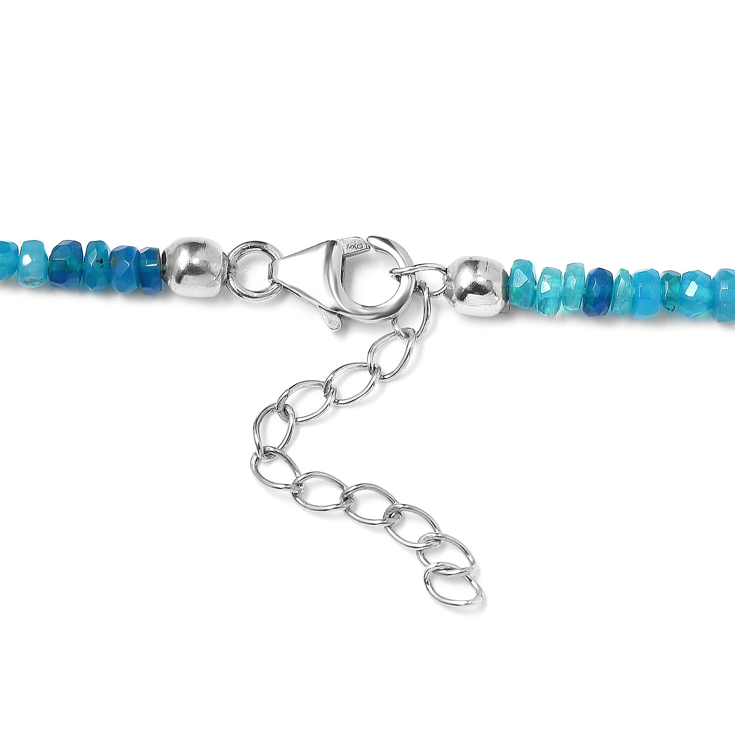 Multi Opal (D) 40.00 ctw Beaded Necklace in Rhodium Over Sterling Silver 18 Inches