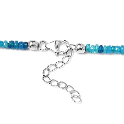 Multi Opal (D) 40.00 ctw Beaded Necklace in Rhodium Over Sterling Silver 18 Inches