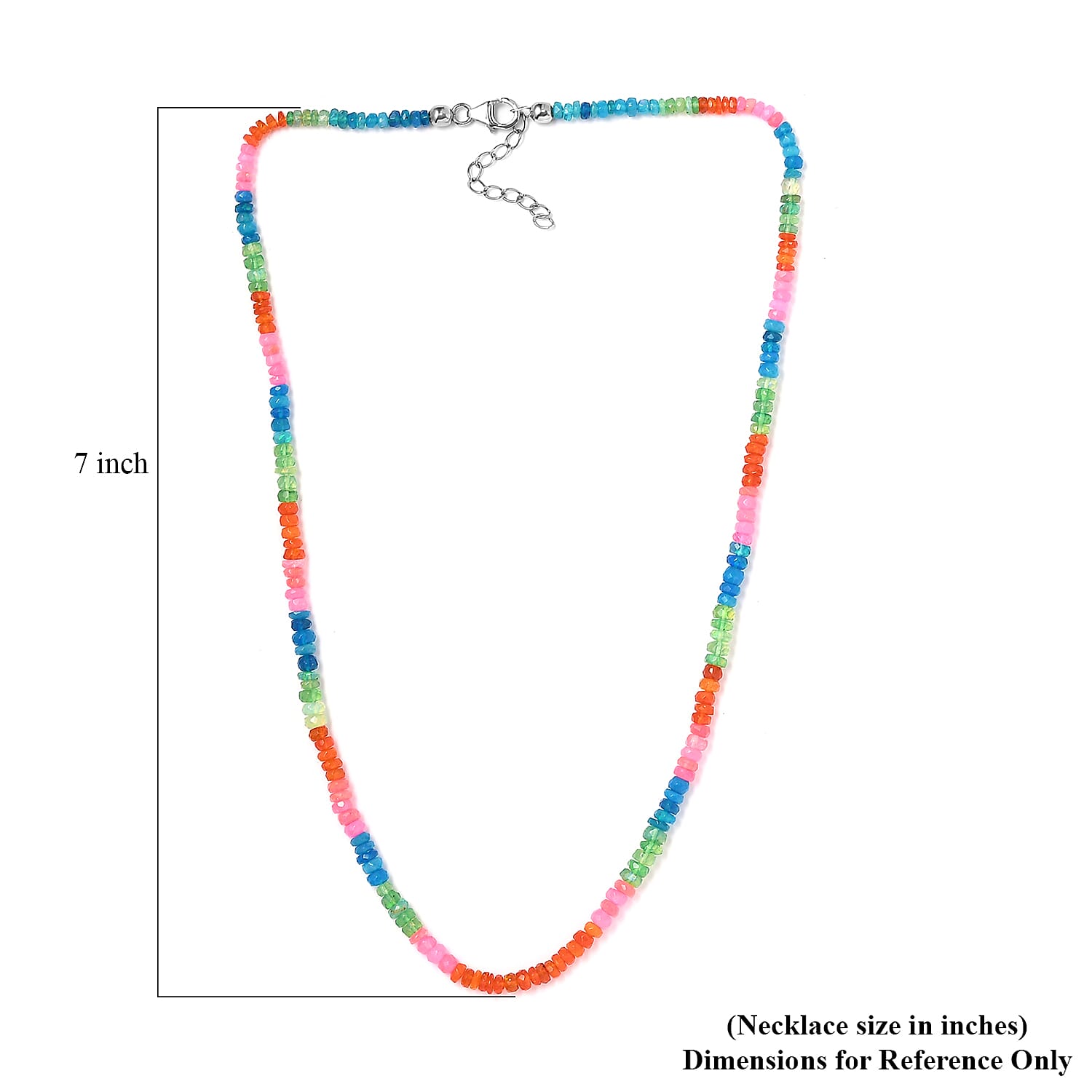 Multi Opal (D) 40.00 ctw Beaded Necklace in Rhodium Over Sterling Silver 18 Inches