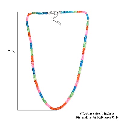 Multi Opal (D) 40.00 ctw Beaded Necklace in Rhodium Over Sterling Silver 18 Inches