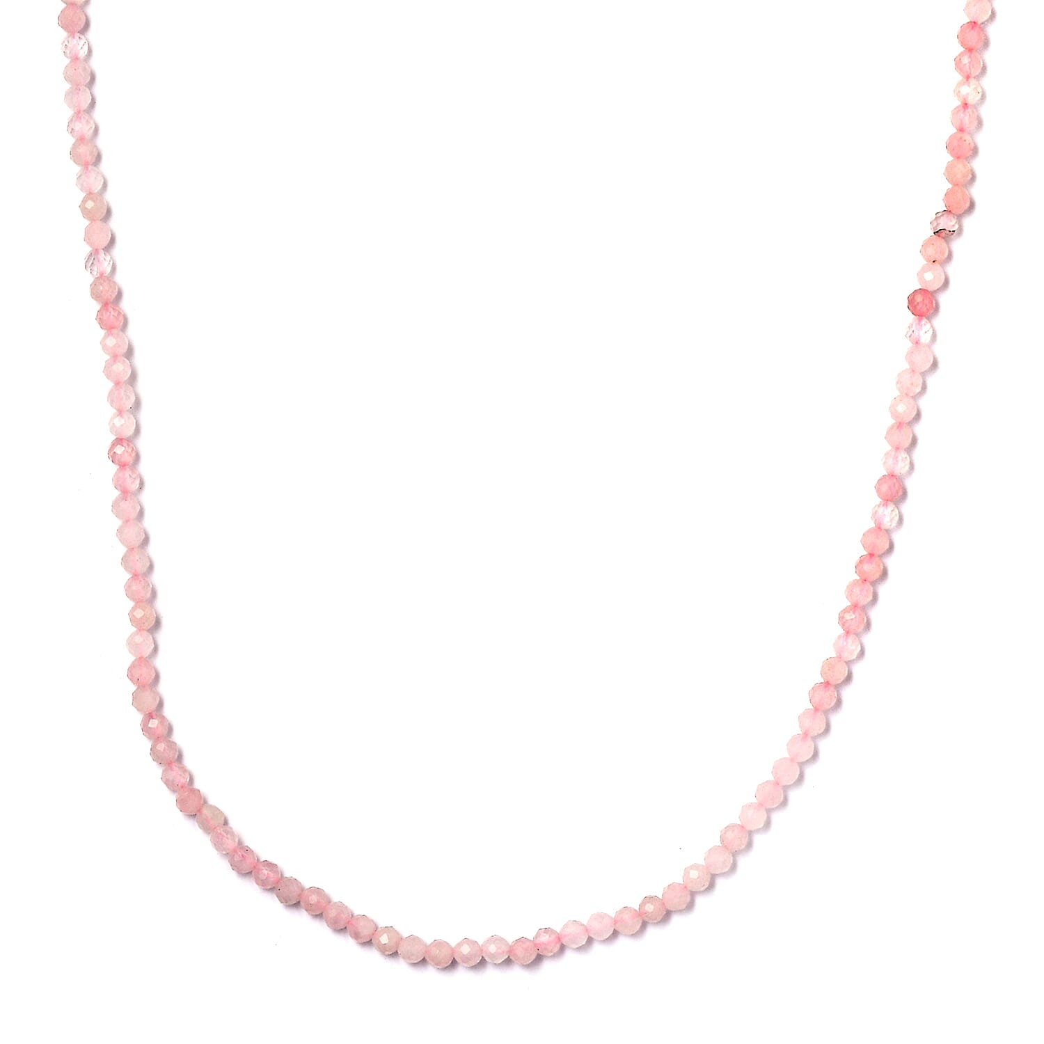 Galilea Rose Quartz 40.00 ctw Beaded Necklace in Rhodium Over Sterling Silver 18 Inches