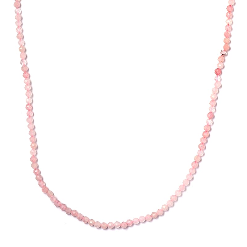 Galilea Rose Quartz 40.00 ctw Beaded Necklace in Rhodium Over Sterling Silver 18 Inches