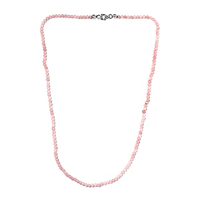 Galilea Rose Quartz 40.00 ctw Beaded Necklace in Rhodium Over Sterling Silver 18 Inches