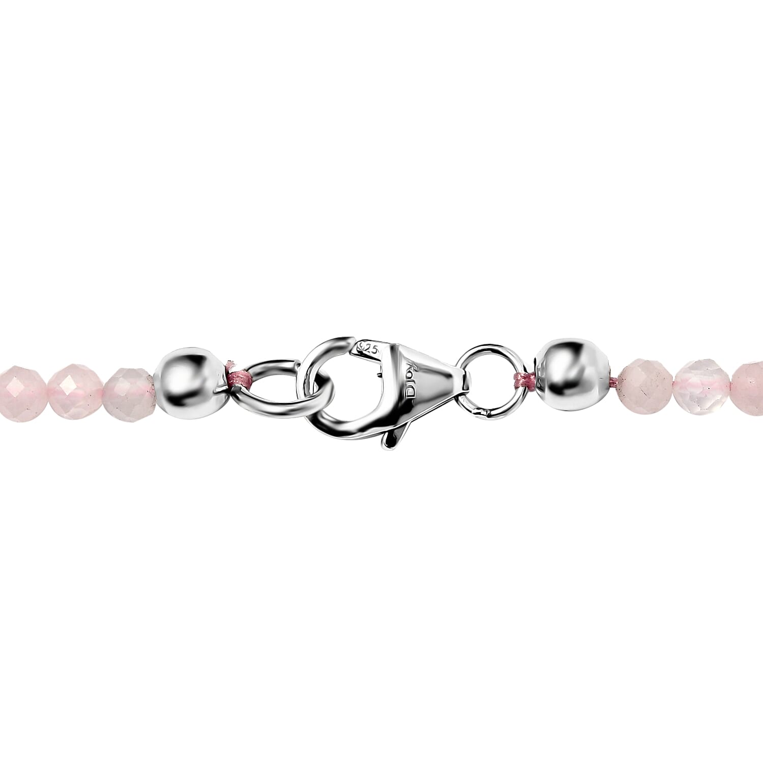 Galilea Rose Quartz 40.00 ctw Beaded Necklace in Rhodium Over Sterling Silver 18 Inches