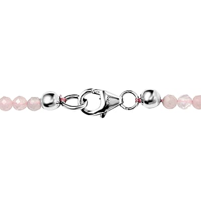 Galilea Rose Quartz 40.00 ctw Beaded Necklace in Rhodium Over Sterling Silver 18 Inches