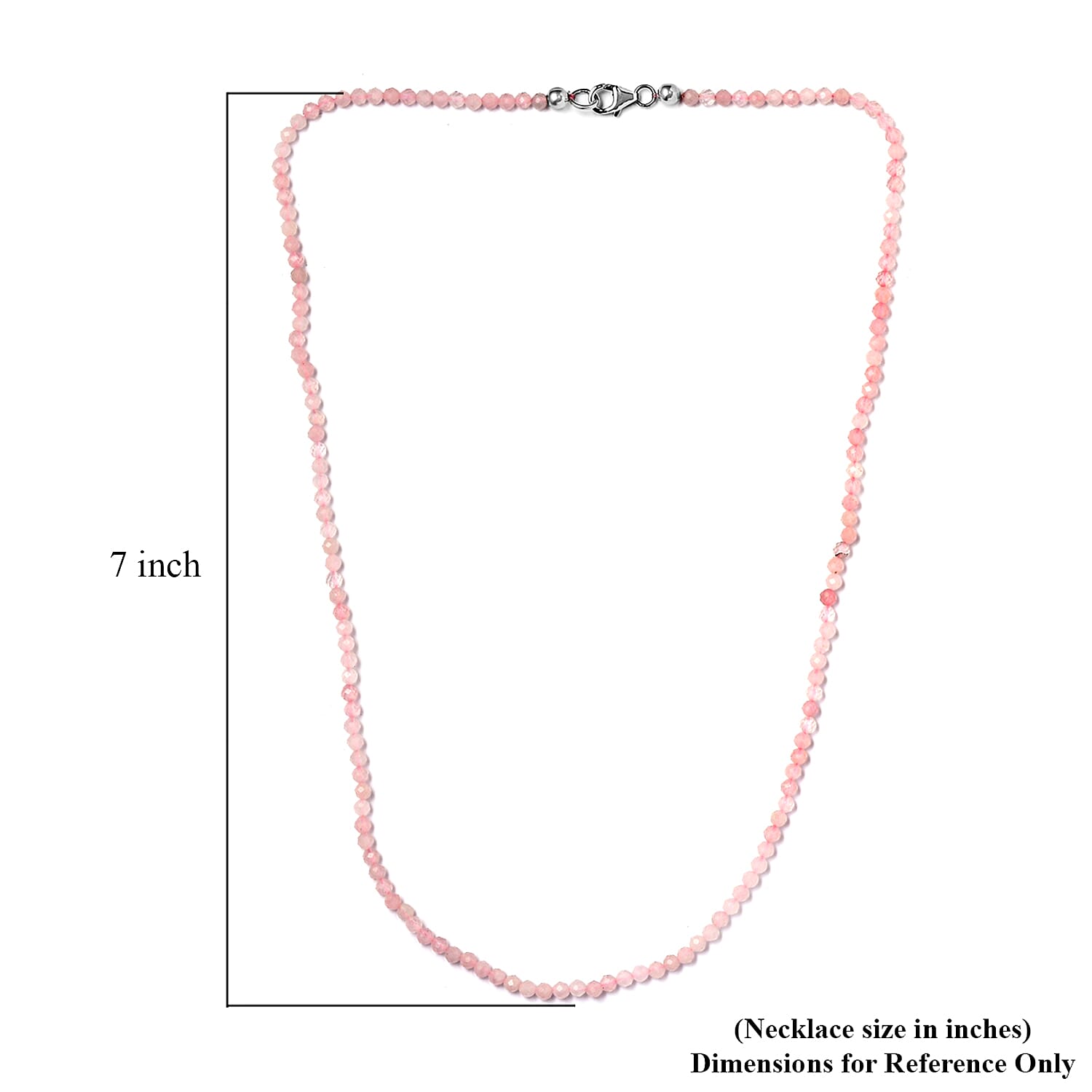 Galilea Rose Quartz 40.00 ctw Beaded Necklace in Rhodium Over Sterling Silver 18 Inches