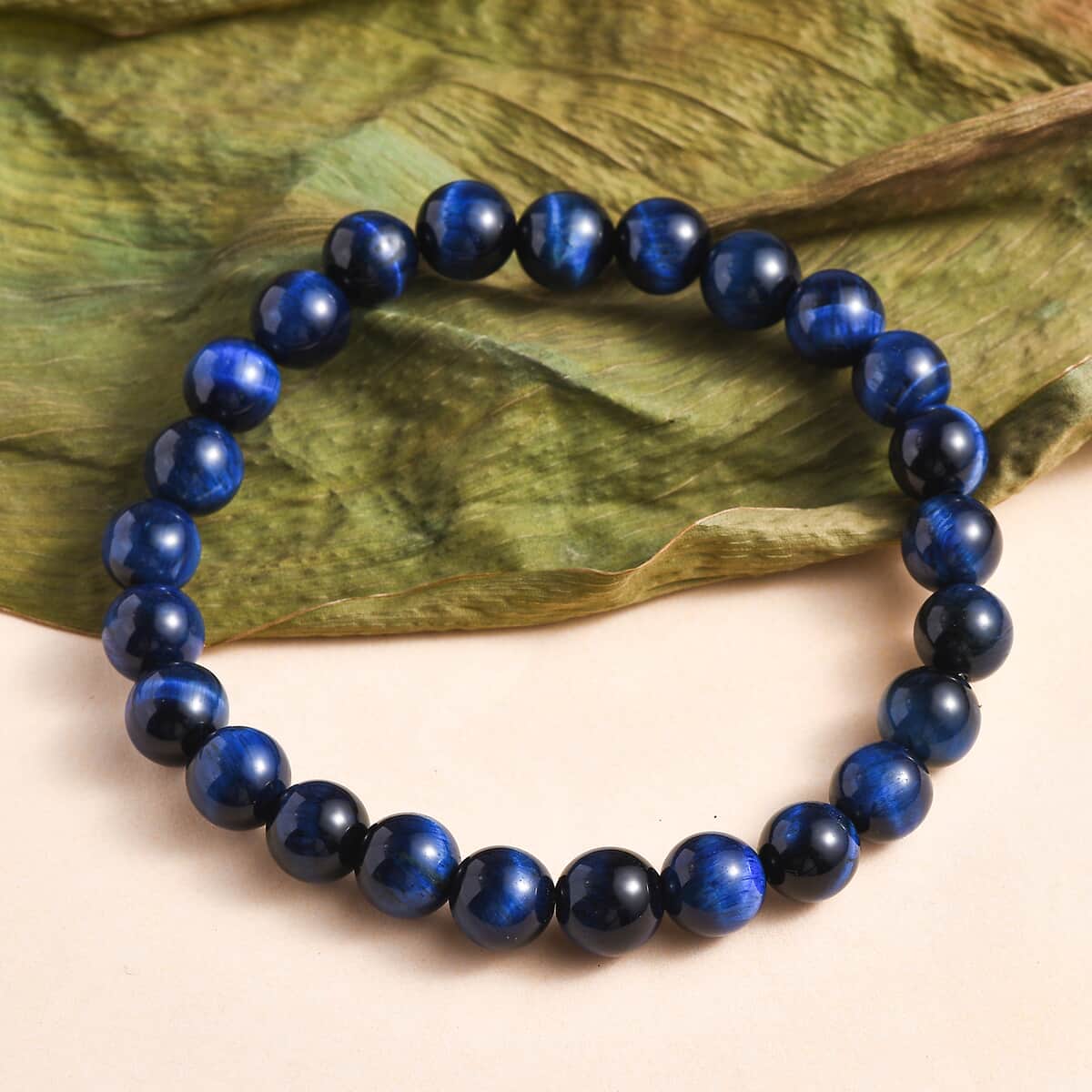 Enhanced Blue Tiger's Eye 107.00 ctw Beaded Stretch Bracelet image number 1