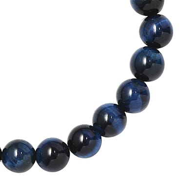 Enhanced Blue Tiger's Eye 107.00 ctw Beaded Stretch Bracelet