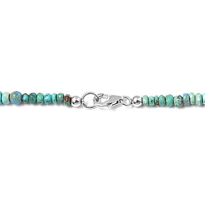 Turquoise 40.00 ctw Beaded Necklace in Rhodium Over Sterling Silver 18 Inches