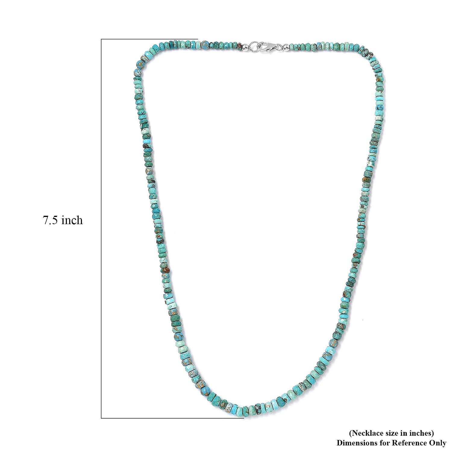 Turquoise 40.00 ctw Beaded Necklace in Rhodium Over Sterling Silver 18 Inches