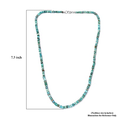 Turquoise 40.00 ctw Beaded Necklace in Rhodium Over Sterling Silver 18 Inches