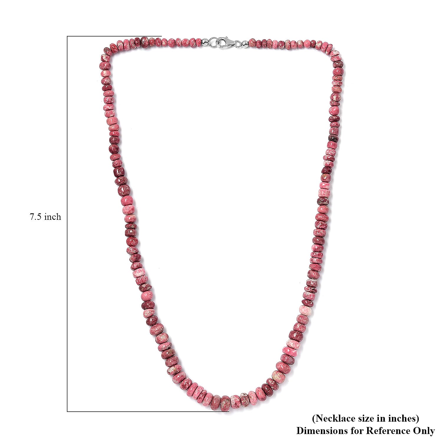 Norwegian Thulite 40.00 ctw Beaded Necklace in Rhodium Over Sterling Silver 18 Inches