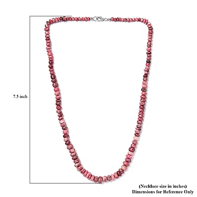 Norwegian Thulite 40.00 ctw Beaded Necklace in Rhodium Over Sterling Silver 18 Inches