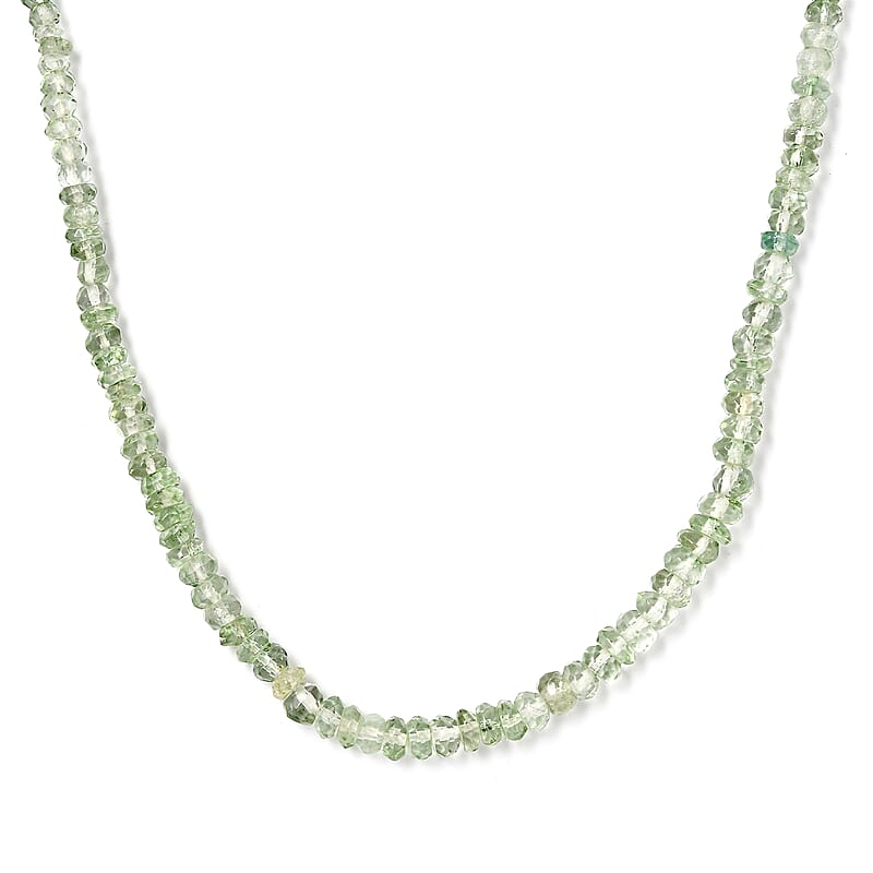 Montezuma Prasiolite 160.00 ctw Beaded Necklace in Sterling Silver 18 Inches