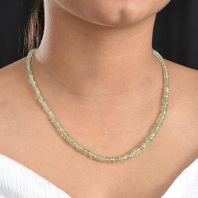 Montezuma Prasiolite 160.00 ctw Beaded Necklace in Sterling Silver 18 Inches