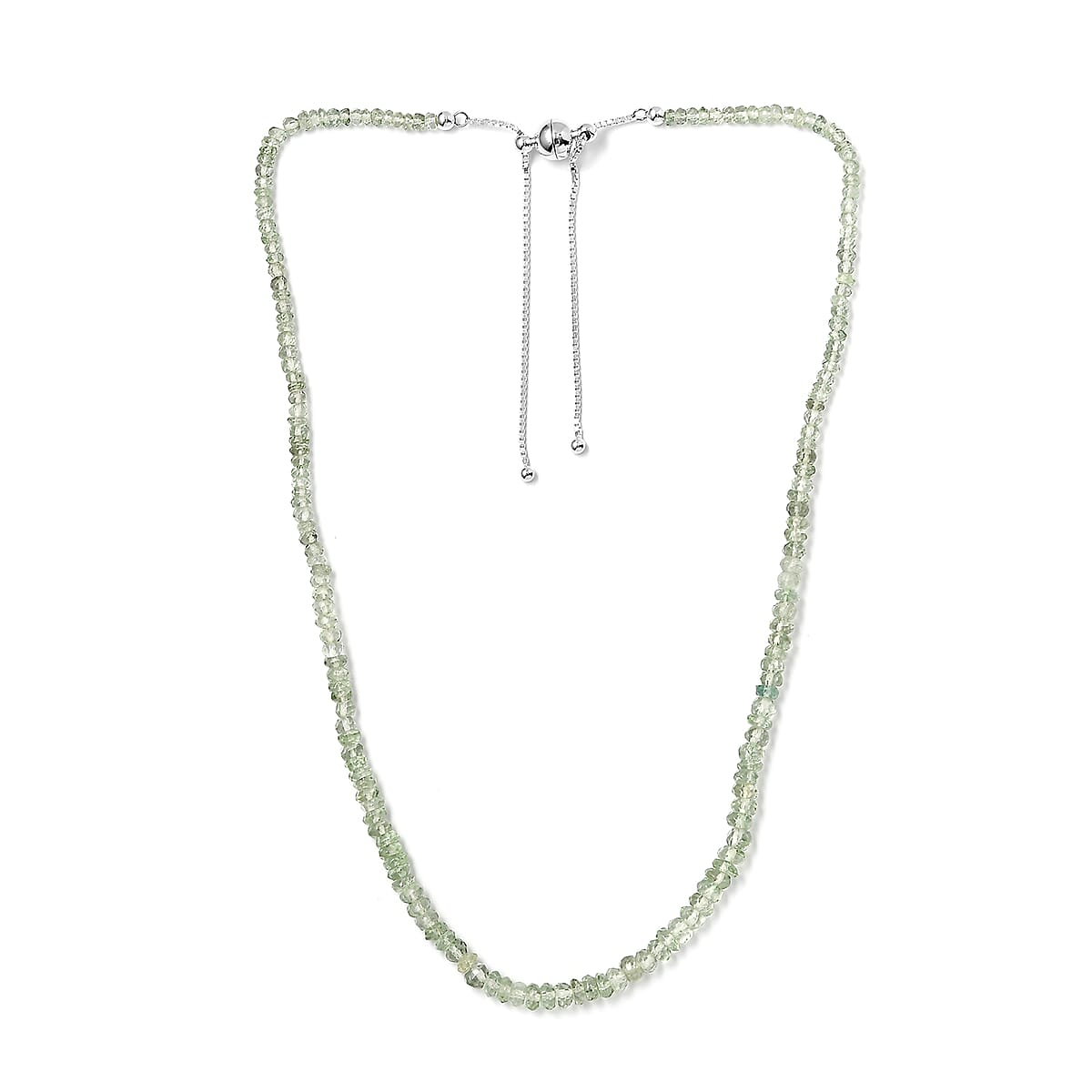 Montezuma Prasiolite 160.00 ctw Beaded Necklace in Sterling Silver 18 Inches image number 3