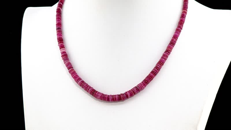 Niassa Ruby (FF) 160.00 ctw Beaded Necklace in Sterling Silver 18 Inches