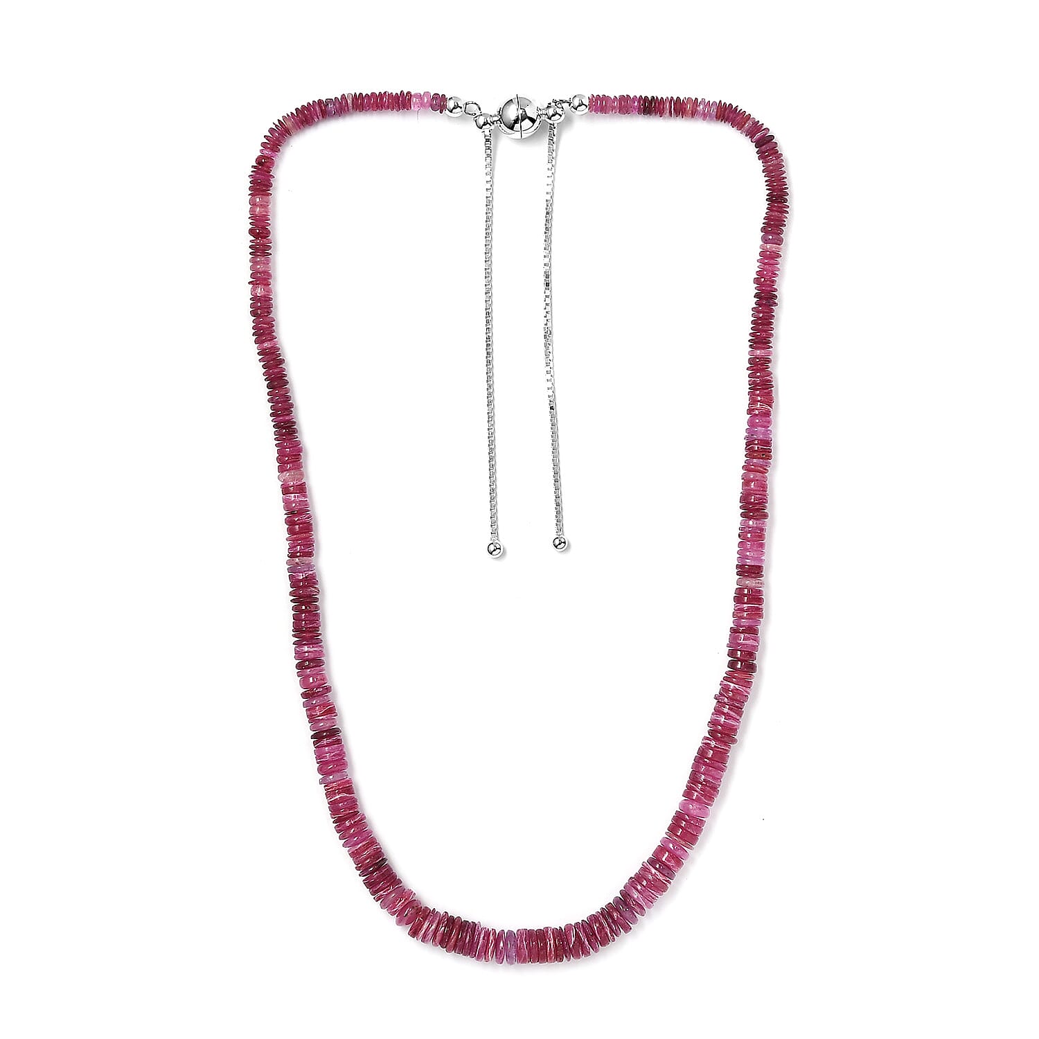 Niassa Ruby (FF) 160.00 ctw Beaded Necklace in Sterling Silver 18 Inches