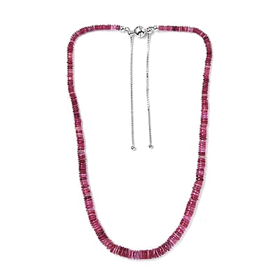 Niassa Ruby (FF) 160.00 ctw Beaded Necklace in Sterling Silver 18 Inches