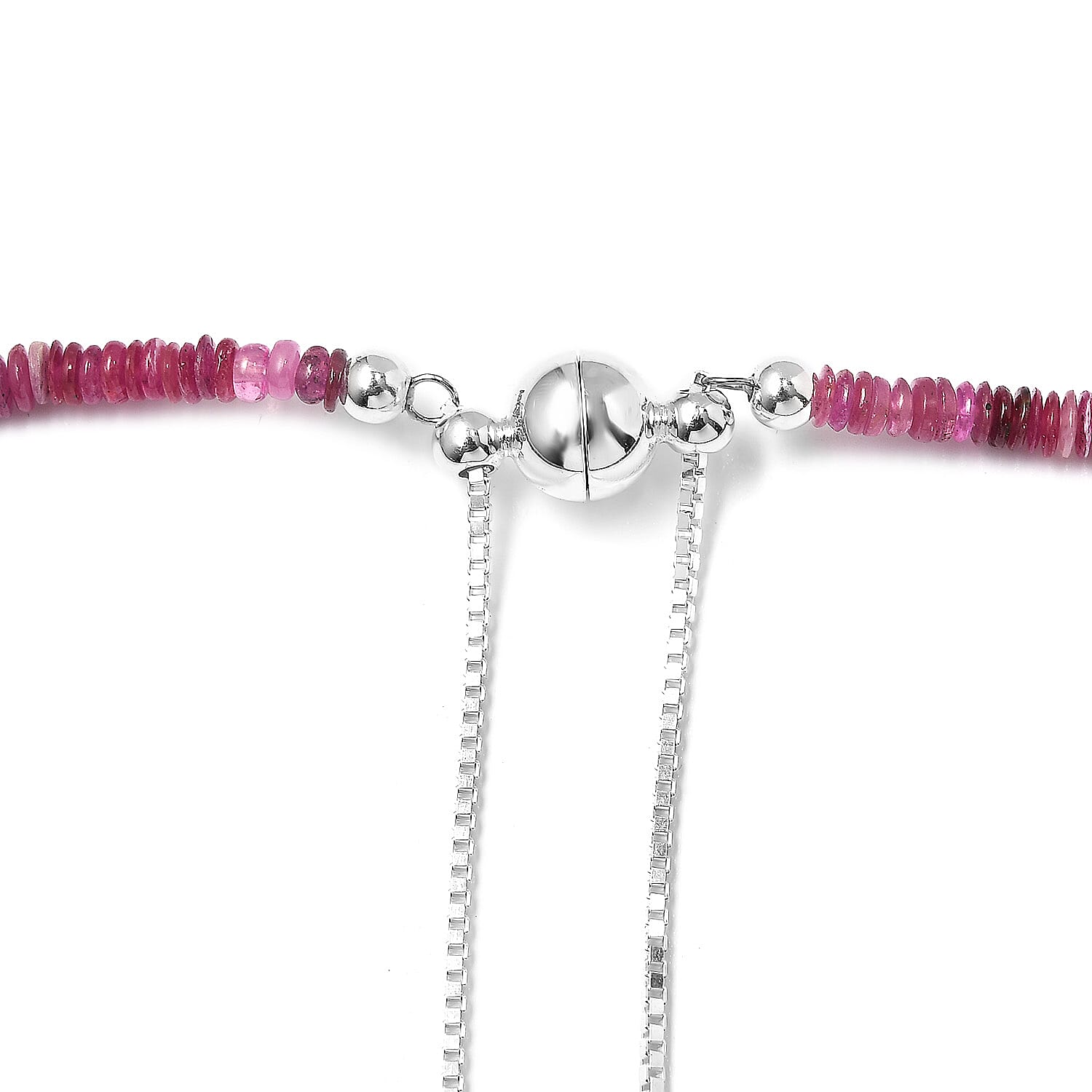 Niassa Ruby (FF) 160.00 ctw Beaded Necklace in Sterling Silver 18 Inches