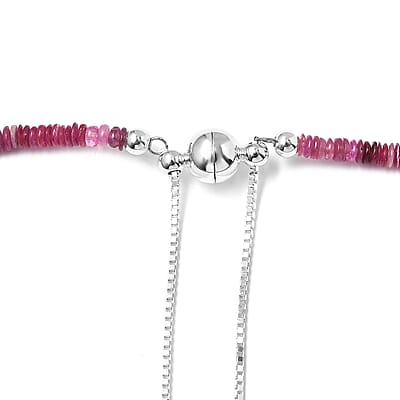 Niassa Ruby (FF) 160.00 ctw Beaded Necklace in Sterling Silver 18 Inches