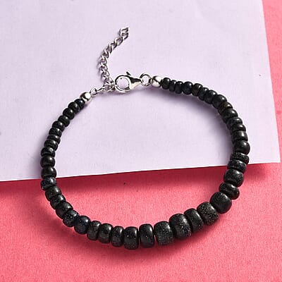Andamooka Opal 45.00 ctw Beaded Bracelet in Rhodium Over Sterling Silver (7.25 In)