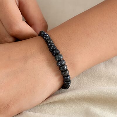 Andamooka Opal 45.00 ctw Beaded Bracelet in Rhodium Over Sterling Silver (7.25 In)