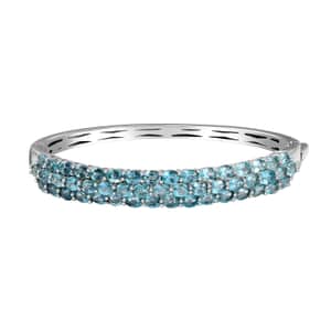 Betroka Blue Apatite 10.60 ctw Bangle Bracelet in Rhodium Over Sterling Silver (6.50 In) 