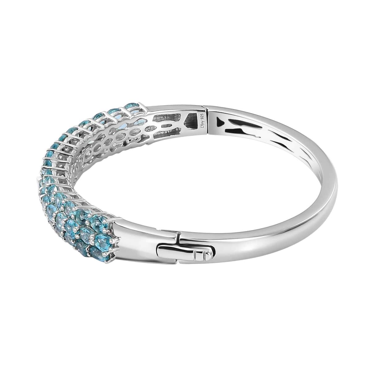 Betroka Blue Apatite 10.60 ctw Bangle Bracelet in Rhodium Over Sterling Silver (6.50 In)  image number 3