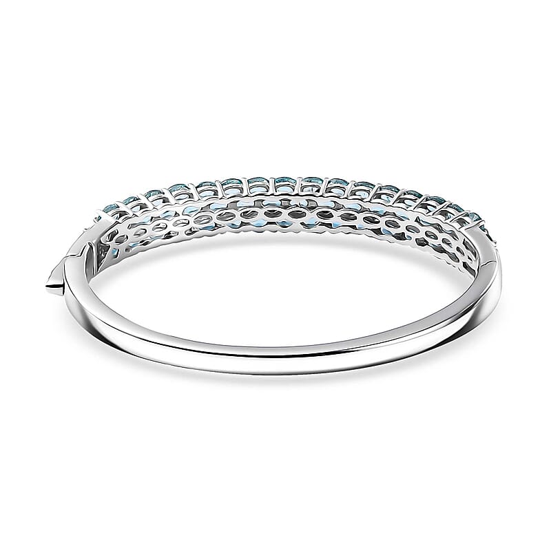 D'Joy Betroka Blue Apatite 10.60 ctw Bangle Bracelet in Rhodium Over Sterling Silver (6.50 In)