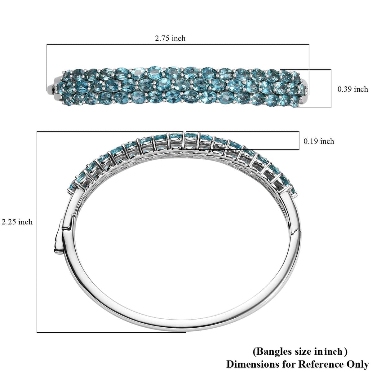 Betroka Blue Apatite 10.60 ctw Bangle Bracelet in Rhodium Over Sterling Silver (6.50 In)  image number 5