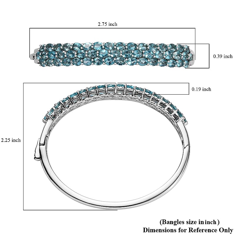 D'Joy Betroka Blue Apatite 10.60 ctw Bangle Bracelet in Rhodium Over Sterling Silver (6.50 In)