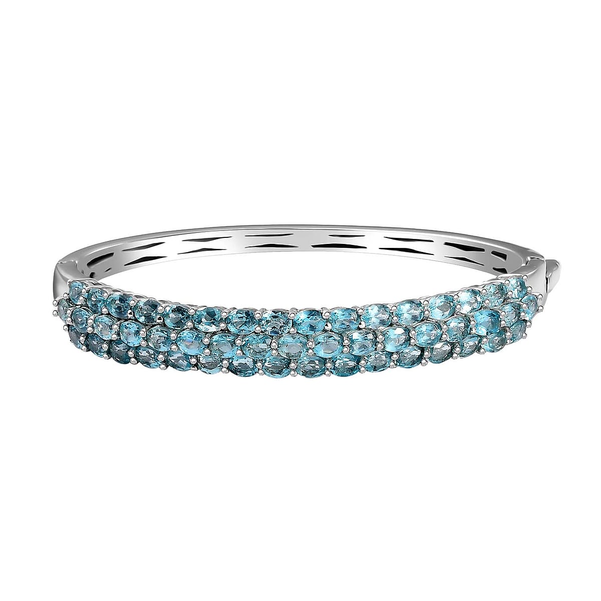 Betroka Blue Apatite 10.60 ctw Bangle Bracelet in Rhodium Over Sterling Silver (7.25 In) image number 0