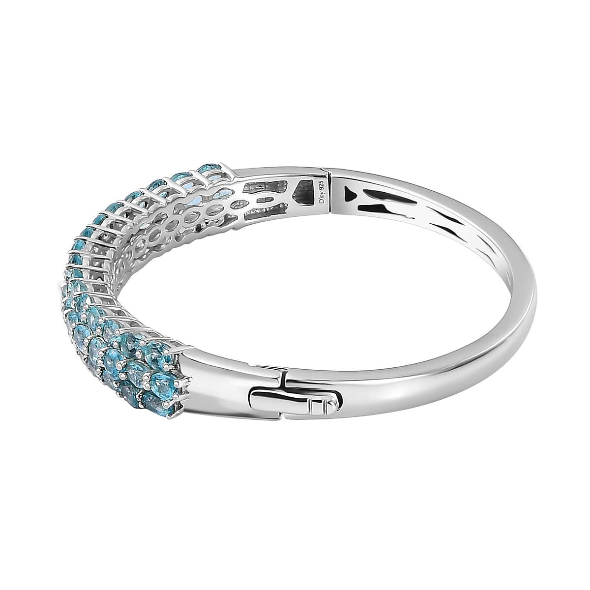 Betroka Blue Apatite 10.60 ctw Bangle Bracelet in Rhodium Over Sterling Silver (7.25 In) image number 3