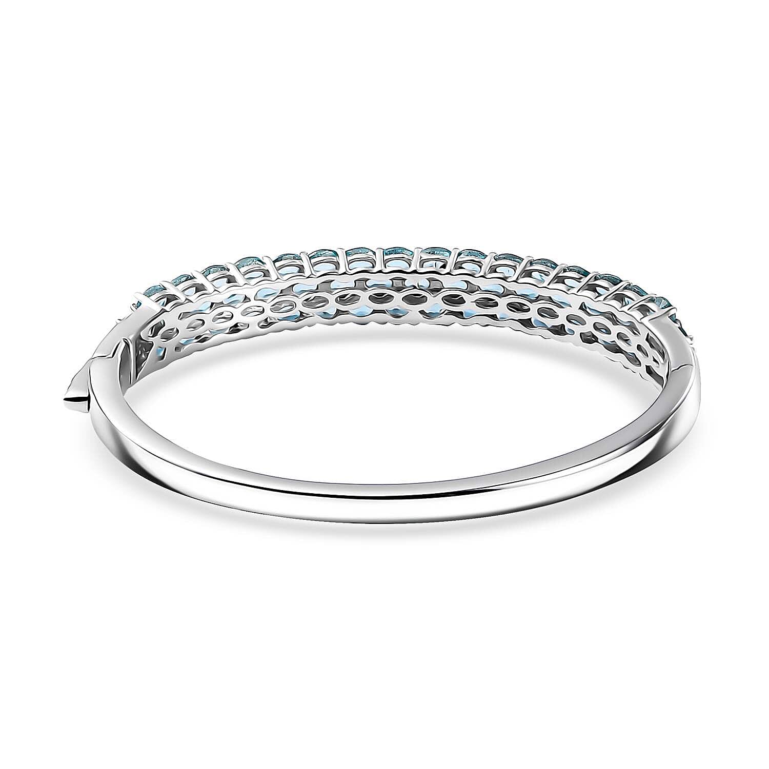 Betroka Blue Apatite 10.60 ctw Bangle Bracelet in Rhodium Over Sterling Silver (7.25 In)