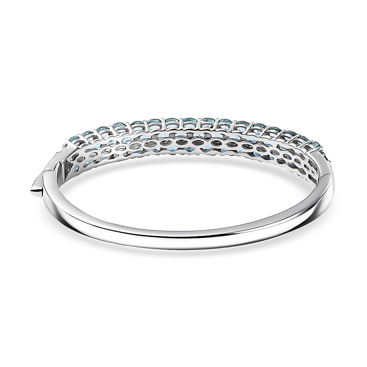 Betroka Blue Apatite 10.60 ctw Bangle Bracelet in Rhodium Over Sterling Silver (7.25 In) image number 4