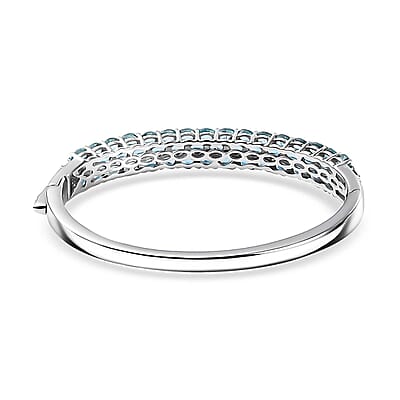 Betroka Blue Apatite 10.60 ctw Bangle Bracelet in Rhodium Over Sterling Silver (7.25 In)