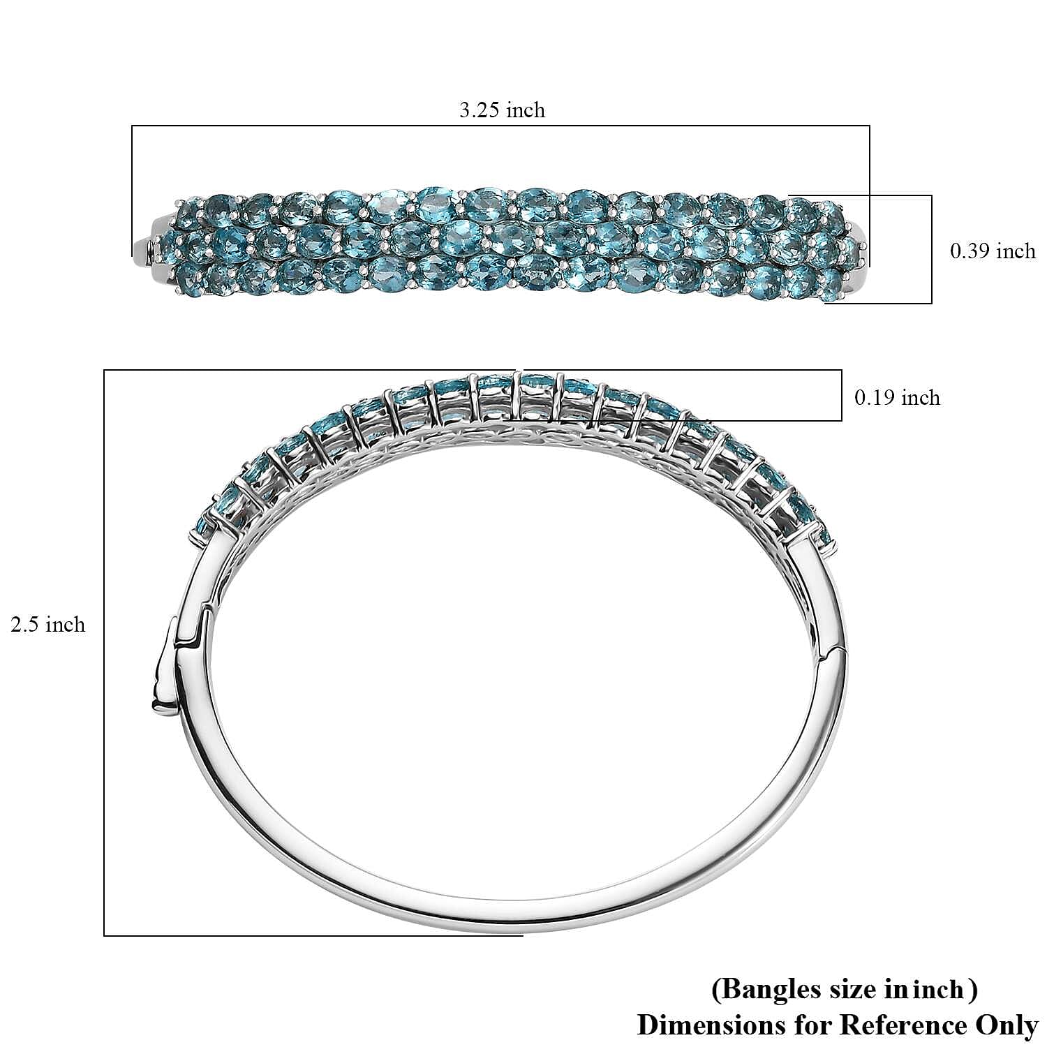Betroka Blue Apatite 10.60 ctw Bangle Bracelet in Rhodium Over Sterling Silver (7.25 In)