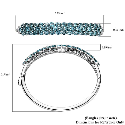 Betroka Blue Apatite 10.60 ctw Bangle Bracelet in Rhodium Over Sterling Silver (7.25 In)