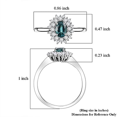 Premium Pirineu Lagoon Tourmaline and Moissanite 0.85 ctw Ocean Dawn Ring in Rhodium Over Sterling Silver (Size 10.0)