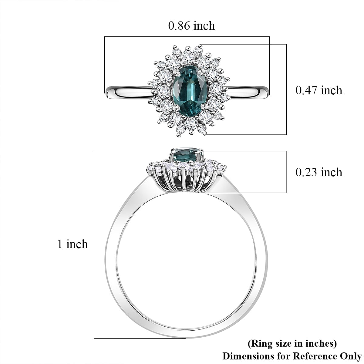 Premium Pirineu Lagoon Tourmaline and Moissanite 0.85 ctw Ocean Dawn Ring in Rhodium Over Sterling Silver (Size 7.0) image number 5